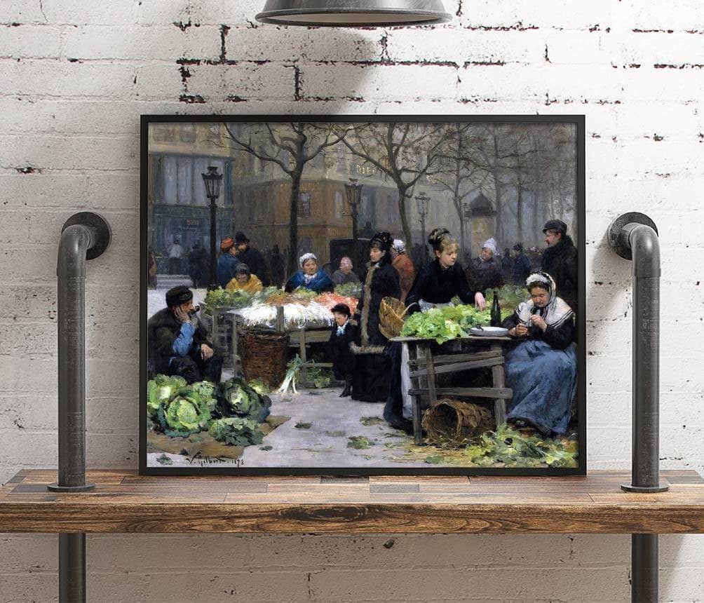 Le Marche Aux Legumes, Paris Painting Victor Gilbert Canvas Art Fine Art Print