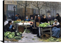 Le Marche Aux Legumes, Paris Painting Victor Gilbert Canvas Art Fine Art Print
