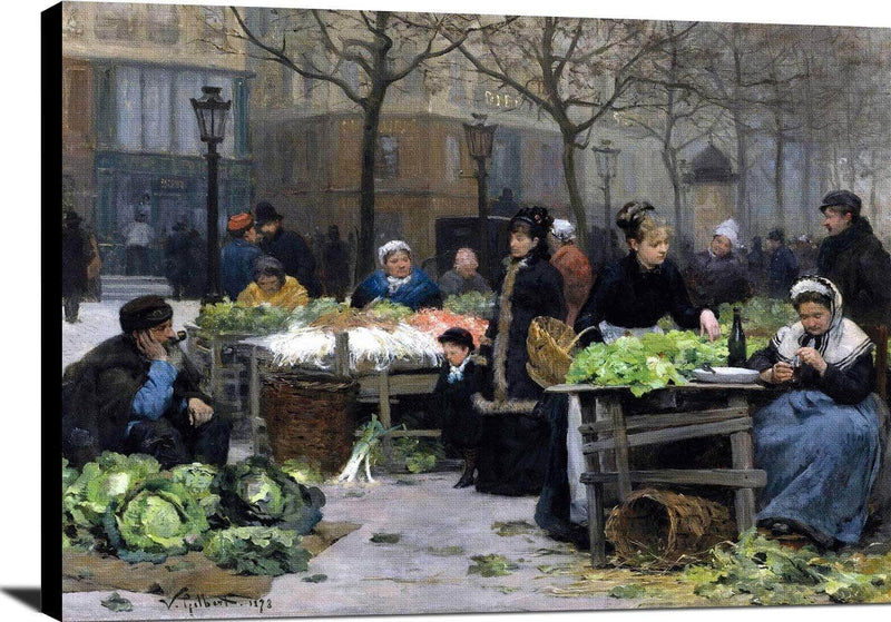 Le Marche Aux Legumes, Paris Painting Victor Gilbert Canvas Art Fine Art Print