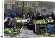 Le Marche Aux Legumes, Paris Painting Victor Gilbert Canvas Art Fine Art Print
