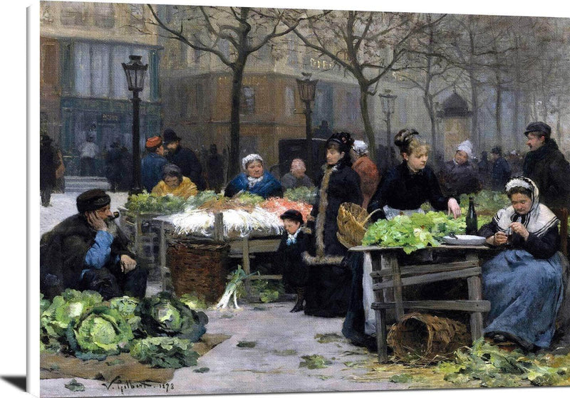 Le Marche Aux Legumes, Paris Painting Victor Gilbert Canvas Art Fine Art Print
