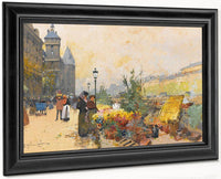 Le Marche Des Fleurs À La Cite By Eugene Galien Laloue Fine Art Print