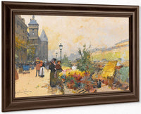 Le Marche Des Fleurs À La Cite By Eugene Galien Laloue Fine Art Print