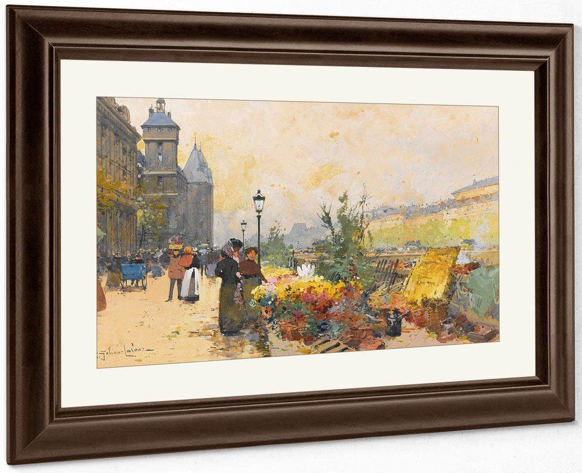 Le Marche Des Fleurs À La Cite By Eugene Galien Laloue Fine Art Print