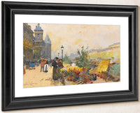 Le Marche Des Fleurs À La Cite By Eugene Galien Laloue Fine Art Print
