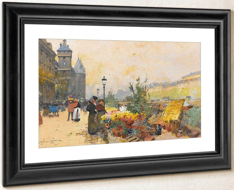 Le Marche Des Fleurs À La Cite By Eugene Galien Laloue Fine Art Print