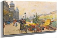 Le Marche Des Fleurs À La Cite By Eugene Galien Laloue Fine Art Print