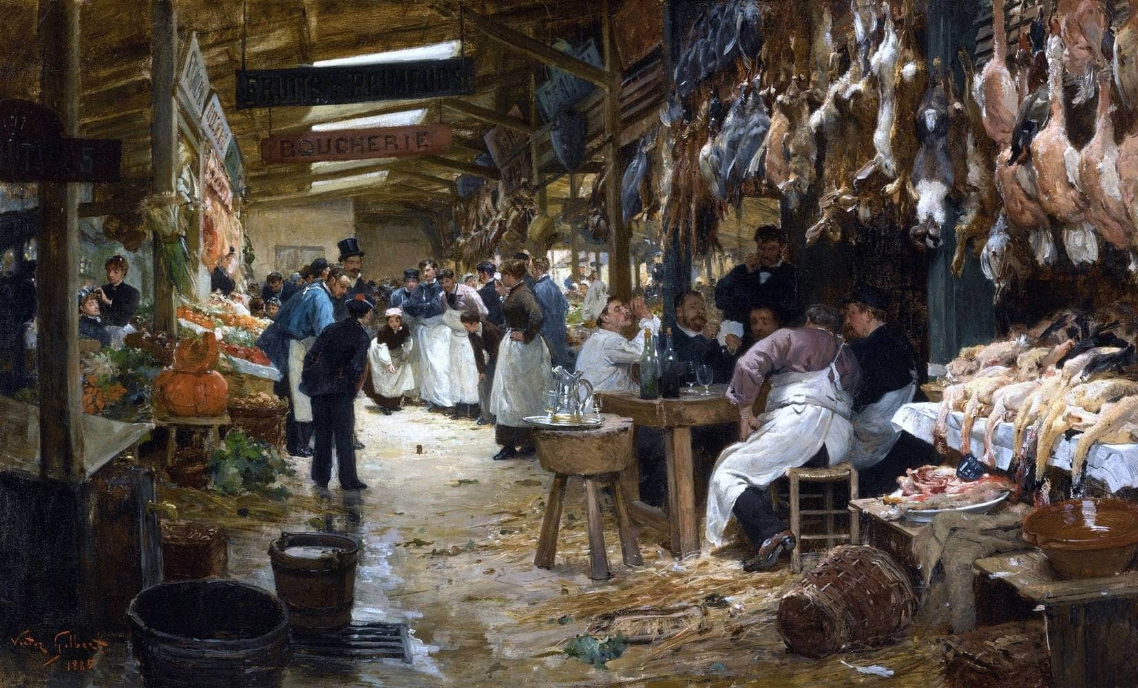Le Marche Parisien Painting Victor Gabriel Gilbert Canvas Art Fine Art Print