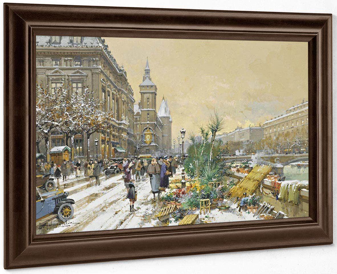 Le Quai Aux Fleurs Et La Conciergerie By Eugene Galien Laloue Fine Art Print