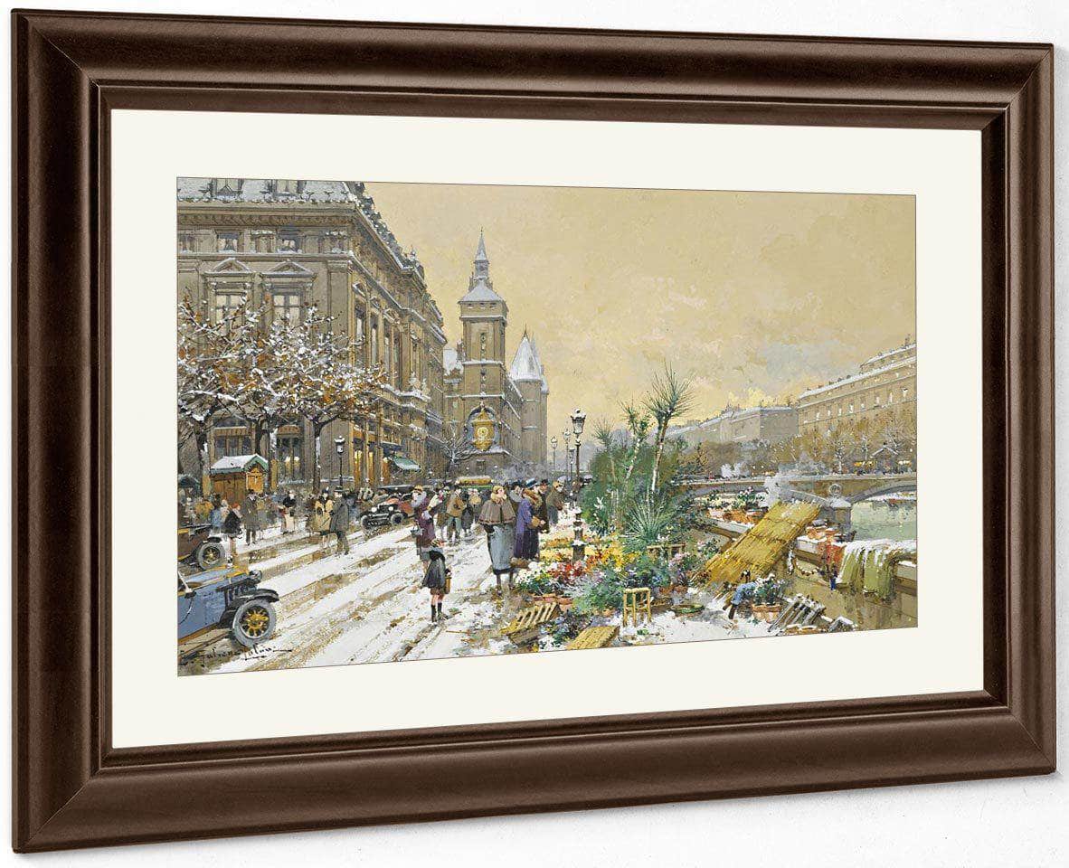 Le Quai Aux Fleurs Et La Conciergerie By Eugene Galien Laloue Fine Art Print