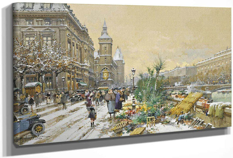 Le Quai Aux Fleurs Et La Conciergerie By Eugene Galien Laloue Fine Art Print