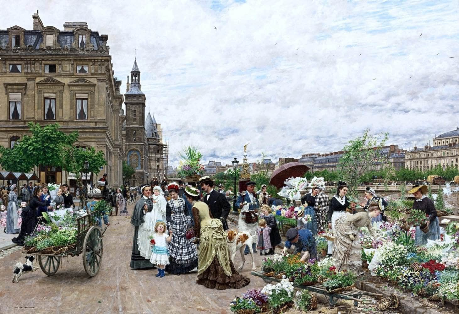 Le Quai Aux Fleurs Marie Francois Firmin Girard Canvas Art Fine Art Print