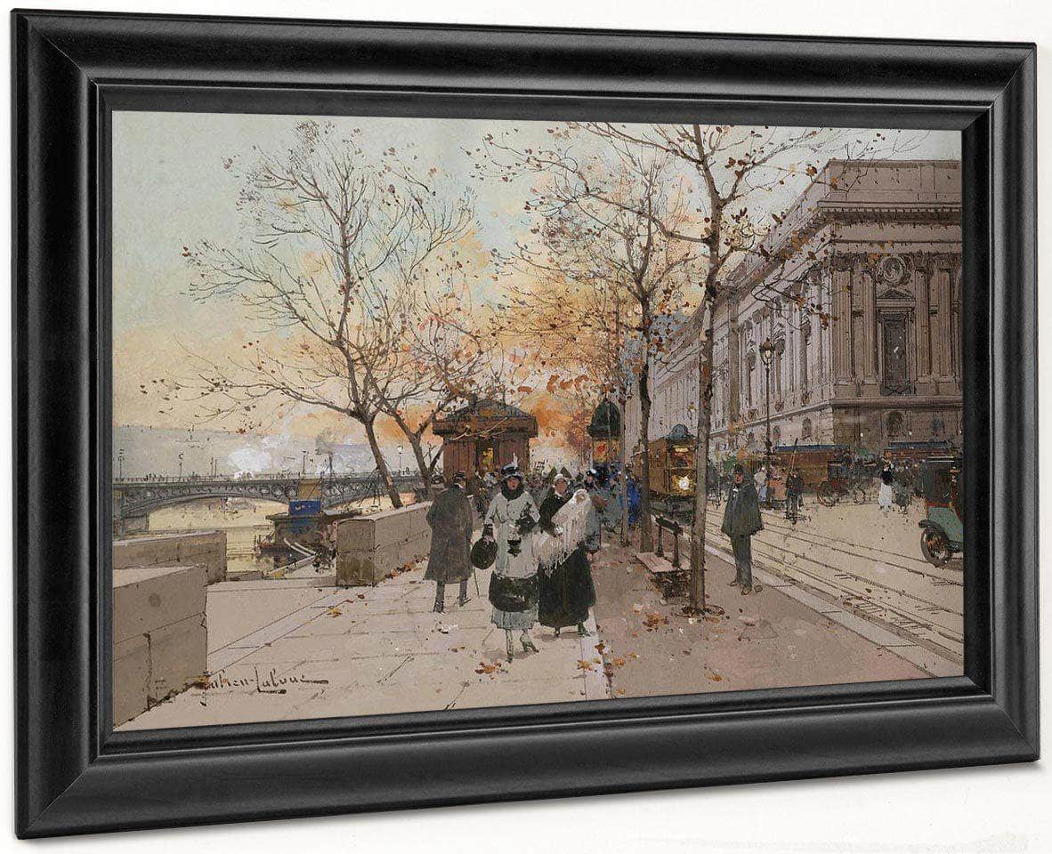 Le Quai Du Louvre By Eugene Galien Laloue Fine Art Print