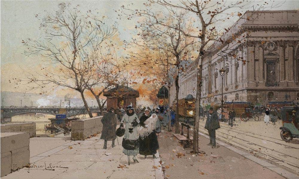 Le Quai Du Louvre By Eugene Galien Laloue Fine Art Print