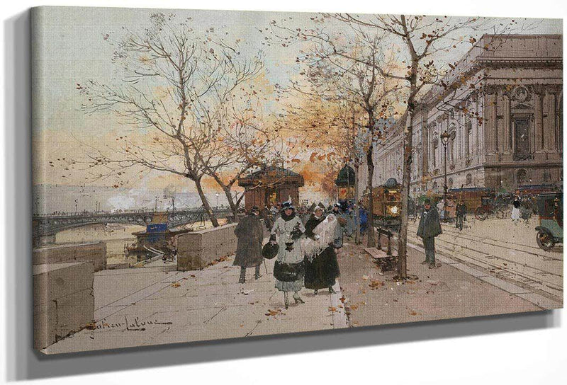 Le Quai Du Louvre By Eugene Galien Laloue Fine Art Print
