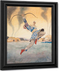 Leaping Warrior Arabian Nights Book Illustration By Rene Bull Fine Art Print
