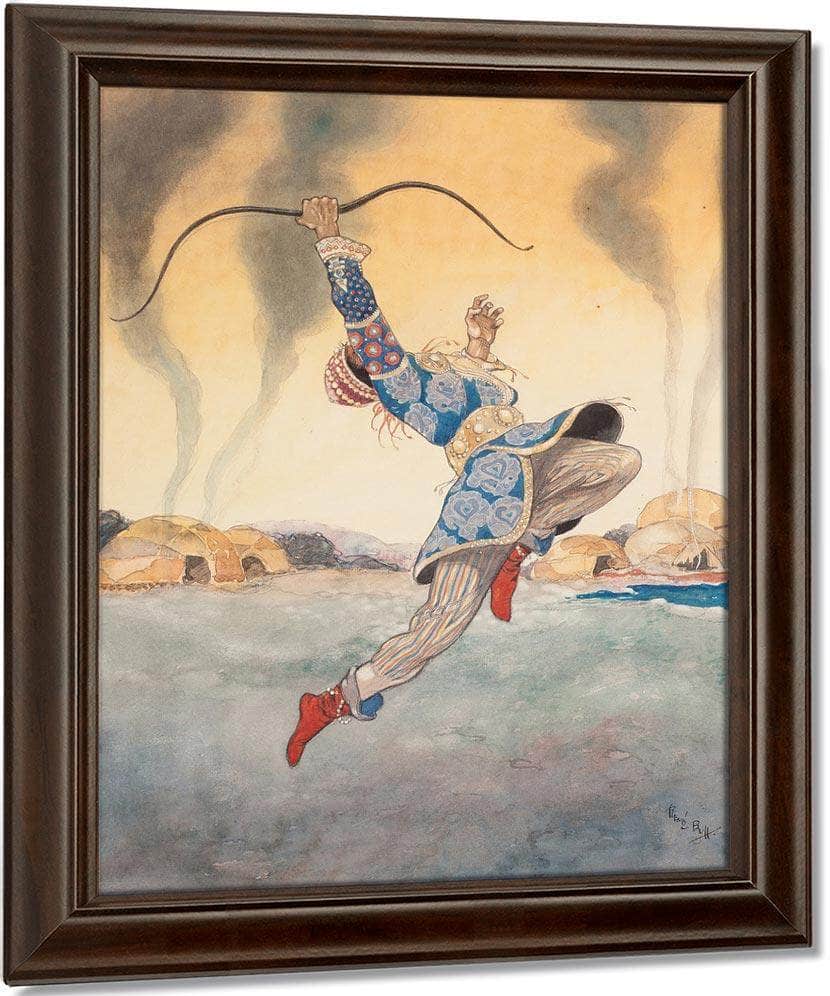 Leaping Warrior Arabian Nights Book Illustration By Rene Bull Fine Art Print