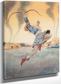 Leaping Warrior Arabian Nights Book Illustration By Rene Bull Fine Art Print