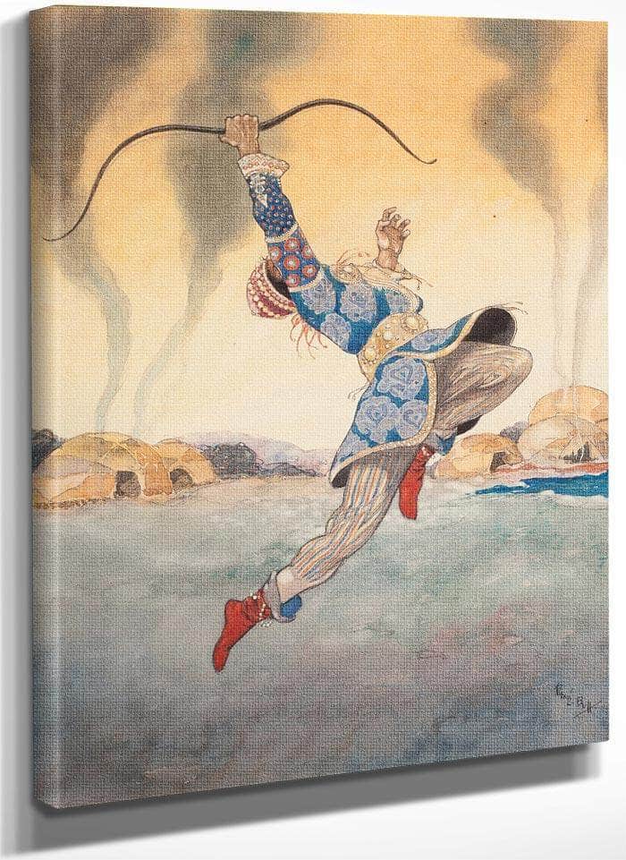 Leaping Warrior Arabian Nights Book Illustration By Rene Bull Fine Art Print