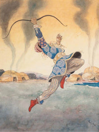 Leaping Warrior Arabian Nights Book Illustration By Rene Bull Fine Art Print