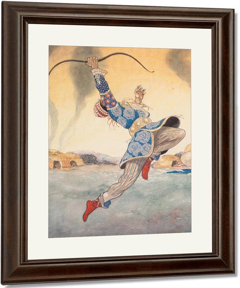 Leaping Warrior Arabian Nights Book Illustration By Rene Bull Fine Art Print