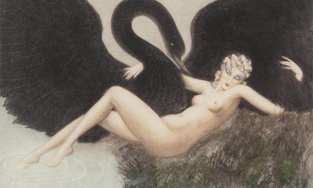 Leda And The Swan 1934 By Louis Icart Fine Art Print