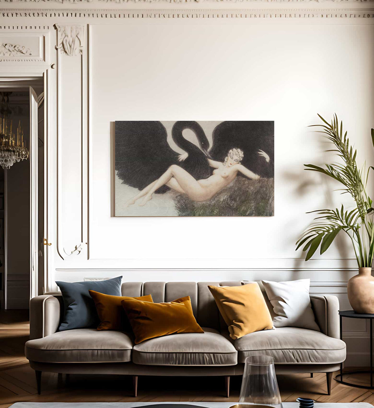 Leda And The Swan 1934 By Louis Icart Fine Art Print