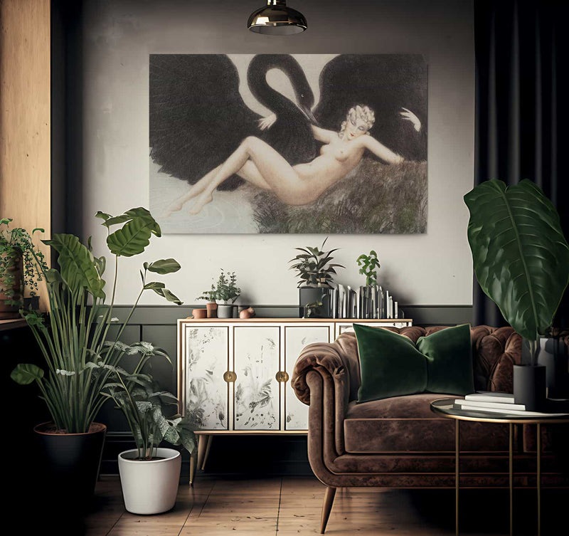 Leda And The Swan 1934 By Louis Icart Fine Art Print