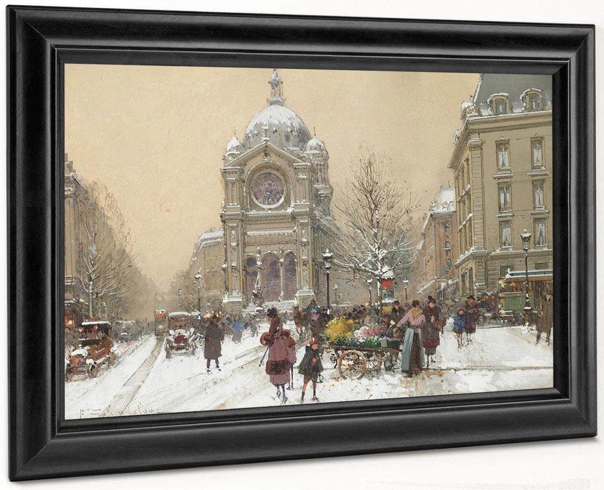 Leglise Saint Augustin By Eugene Galien Laloue Fine Art Print