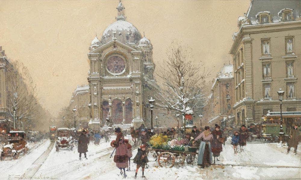 Leglise Saint Augustin By Eugene Galien Laloue Fine Art Print