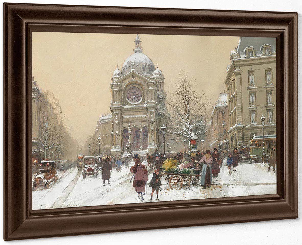 Leglise Saint Augustin By Eugene Galien Laloue Fine Art Print