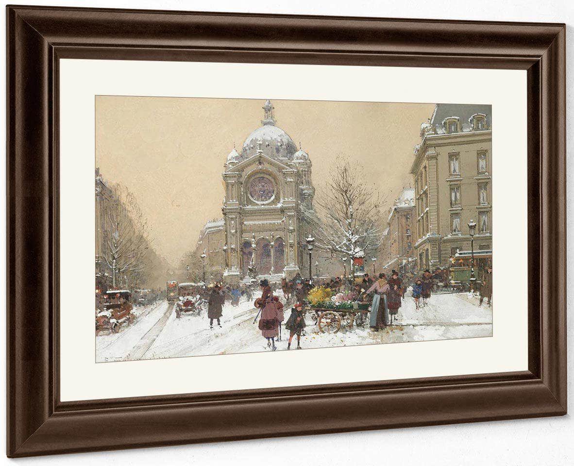 Leglise Saint Augustin By Eugene Galien Laloue Fine Art Print