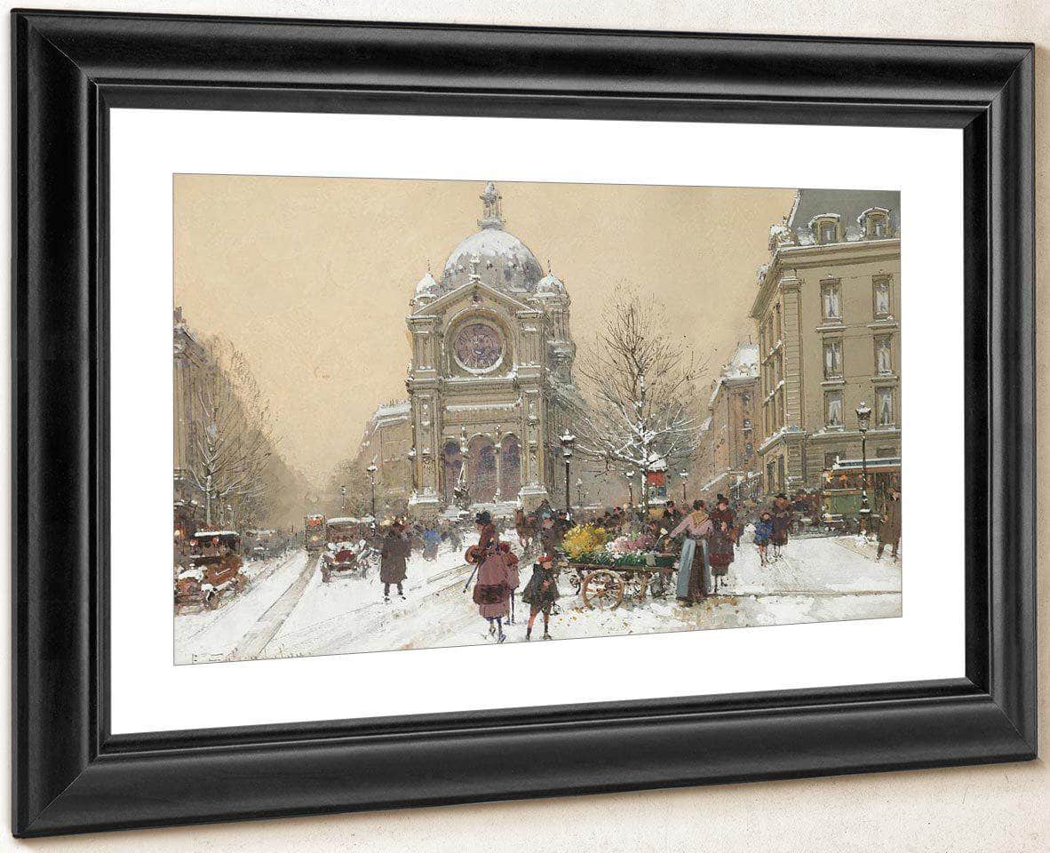 Leglise Saint Augustin By Eugene Galien Laloue Fine Art Print