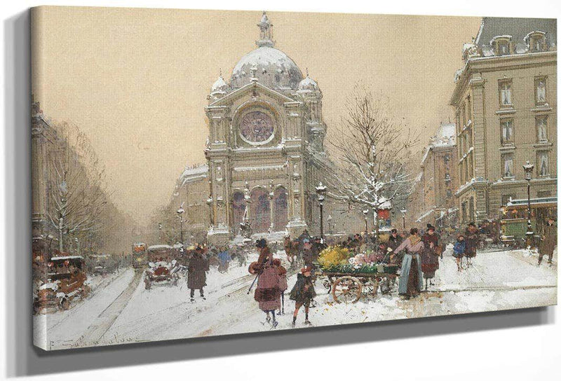 Leglise Saint Augustin By Eugene Galien Laloue Fine Art Print