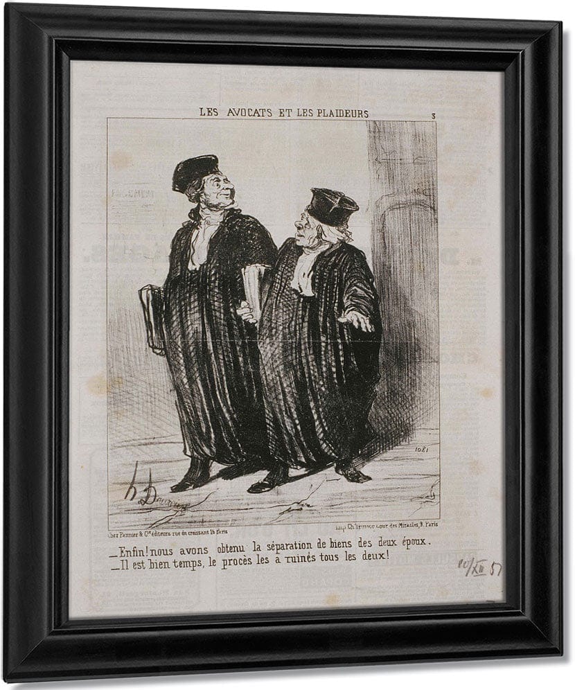 Les Avocats Et Les Plaideurs Enfin! Nous Avons Obtenu La Separation De Biens By Honore Daumier Fine Art Print