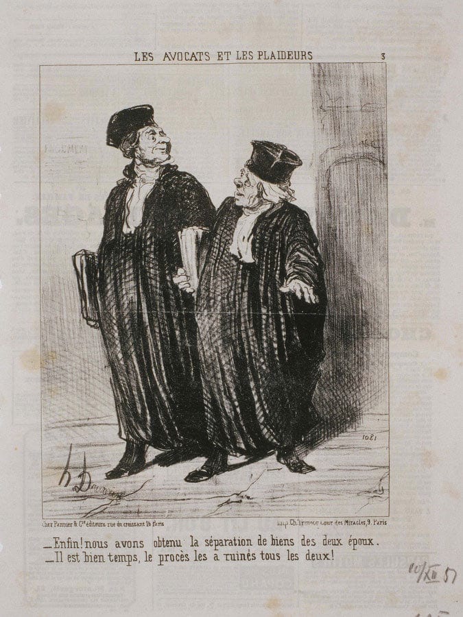 Les Avocats Et Les Plaideurs Enfin! Nous Avons Obtenu La Separation De Biens By Honore Daumier Fine Art Print