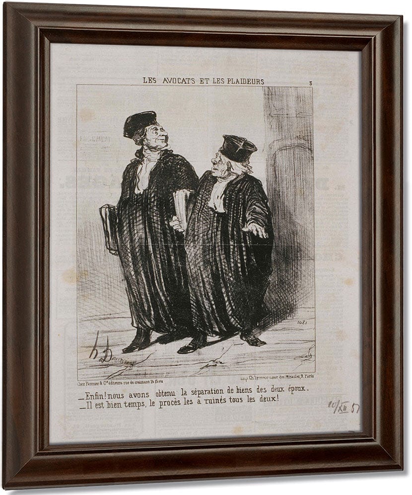 Les Avocats Et Les Plaideurs Enfin! Nous Avons Obtenu La Separation De Biens By Honore Daumier Fine Art Print