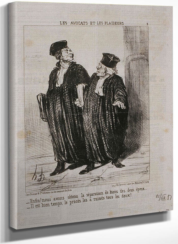Les Avocats Et Les Plaideurs Enfin! Nous Avons Obtenu La Separation De Biens By Honore Daumier Fine Art Print