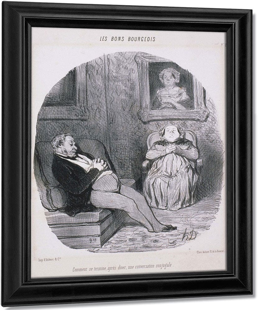 Les Bons Bourgeois  Comment Se Termine...Une Conversation Conjugale By Honore Daumier Fine Art Print