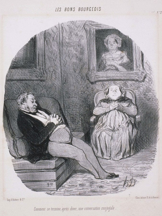 Les Bons Bourgeois  Comment Se Termine...Une Conversation Conjugale By Honore Daumier Fine Art Print