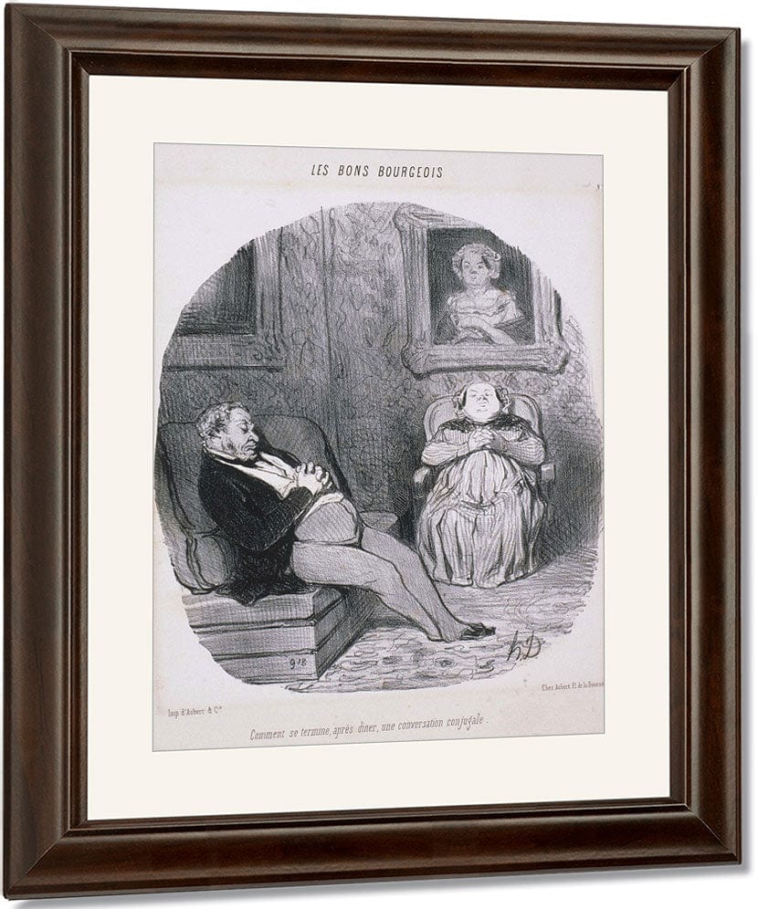 Les Bons Bourgeois  Comment Se Termine...Une Conversation Conjugale By Honore Daumier Fine Art Print
