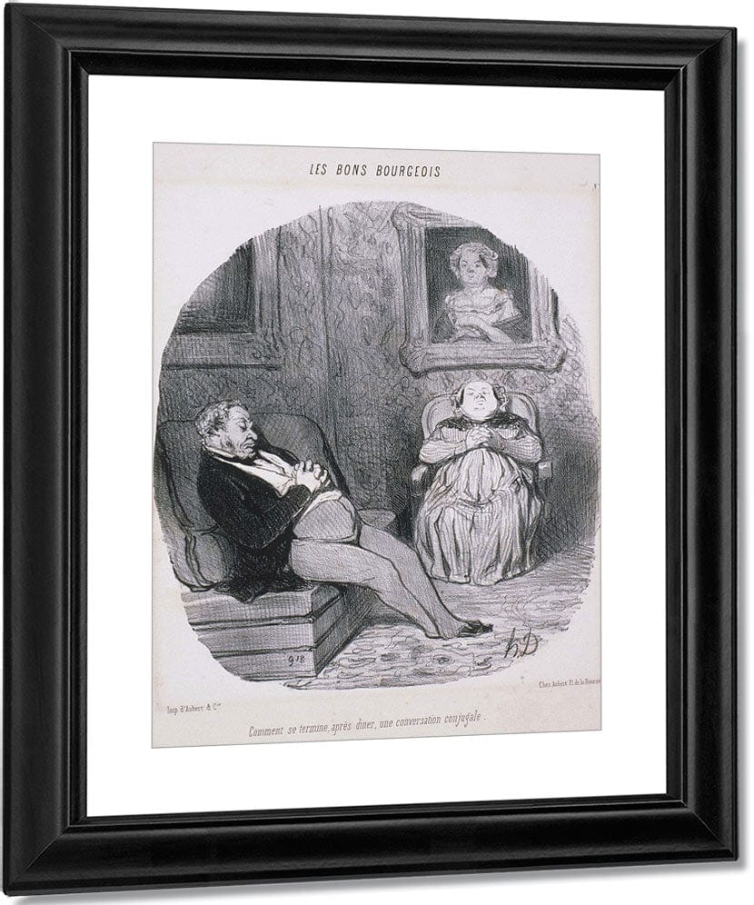 Les Bons Bourgeois  Comment Se Termine...Une Conversation Conjugale By Honore Daumier Fine Art Print