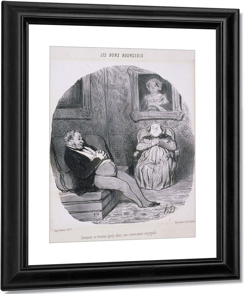 Les Bons Bourgeois  Comment Se Termine...Une Conversation Conjugale By Honore Daumier Fine Art Print