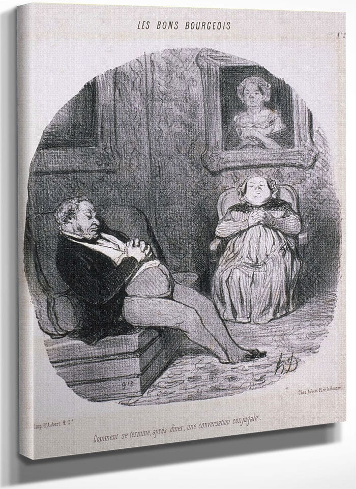 Les Bons Bourgeois  Comment Se Termine...Une Conversation Conjugale By Honore Daumier Fine Art Print