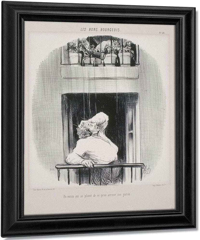 Les Bons Bourgeois Un Voisin Qui Se Plaint De Ce Qu'on Arrose By Honore Daumier Fine Art Print