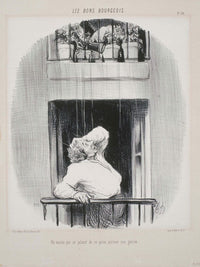 Les Bons Bourgeois Un Voisin Qui Se Plaint De Ce Qu'on Arrose By Honore Daumier Fine Art Print