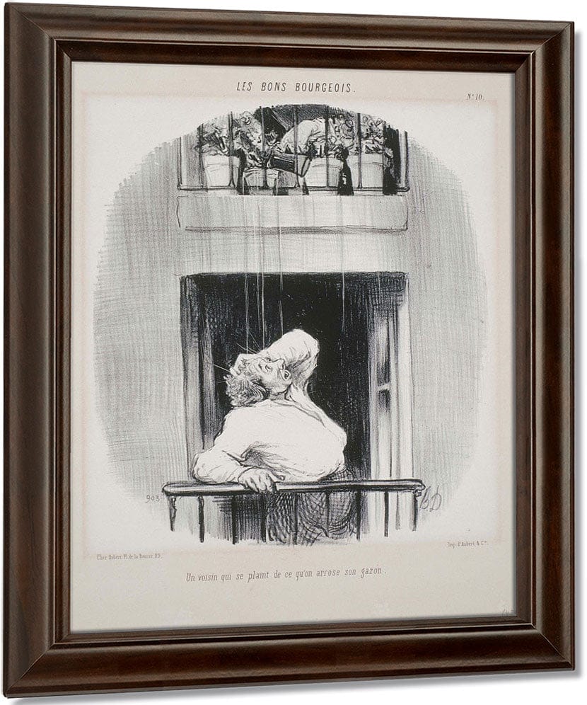Les Bons Bourgeois Un Voisin Qui Se Plaint De Ce Qu'on Arrose By Honore Daumier Fine Art Print