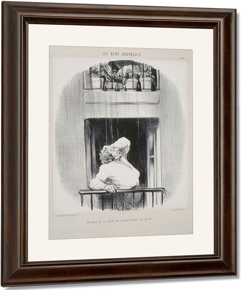 Les Bons Bourgeois Un Voisin Qui Se Plaint De Ce Qu'on Arrose By Honore Daumier Fine Art Print