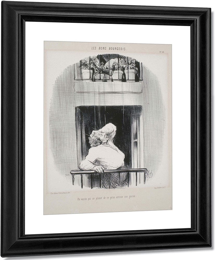 Les Bons Bourgeois Un Voisin Qui Se Plaint De Ce Qu'on Arrose By Honore Daumier Fine Art Print