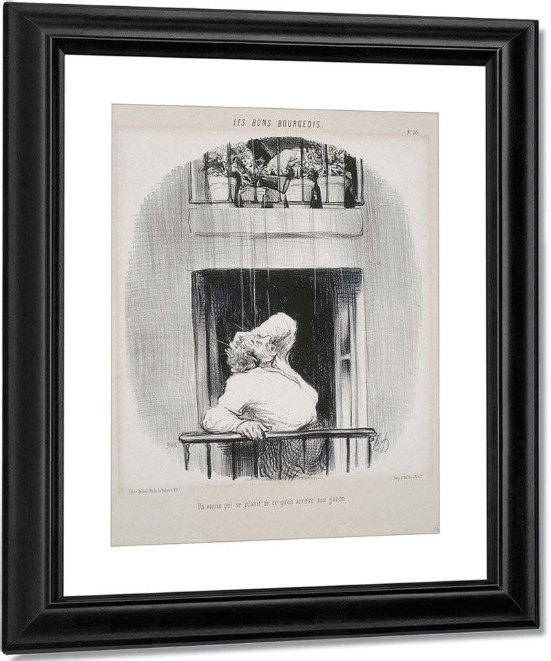 Les Bons Bourgeois Un Voisin Qui Se Plaint De Ce Qu'on Arrose By Honore Daumier Fine Art Print